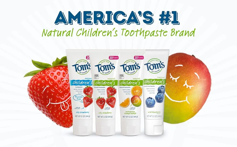 Tom's of Maine Natural Kid's Fluoride Toothpaste Silly Strawberry 5.1 oz. 3-Pack (back in original formula) - product information 1