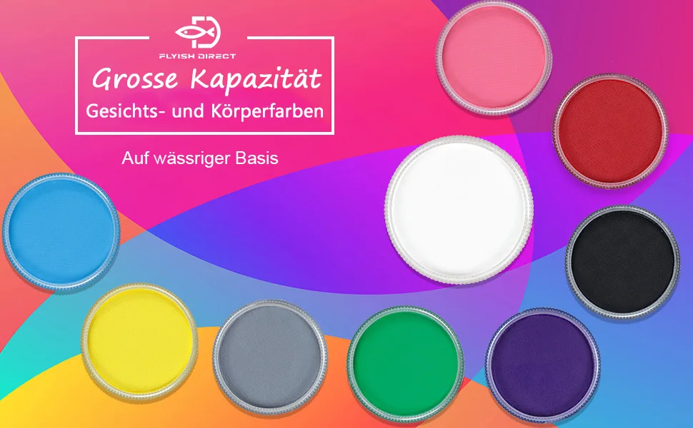 Professional make-up Mardi Gras Set Water Current 30g x 2 Colors Larger make-up colors carnival make for Halloween carnival or cladding party white + blue - Kinderschminke