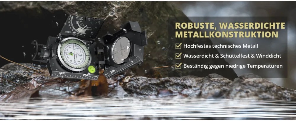 Compass military march compass with clinometer IP65 waterproof professional navigation compass with carrier bag compass for hunting camping hiking outdoor activities (black) - compass outdoor