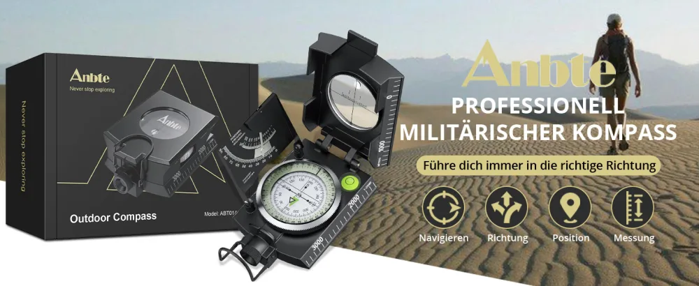 Compass military march compass with clinometer IP65 waterproof professional navigation compass with carrier bag compass for hunting camping hiking outdoor activities (black) - kompass