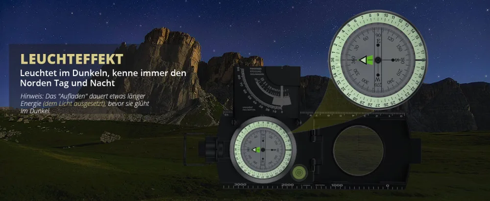 Compass military march compass with clinometer IP65 waterproof professional navigation compass with carrier bag compass for hunting camping hiking outdoor activities (black) - Kompass wasserdicht