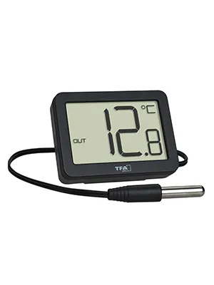 TFA Dostmann Digital Inner Outside Thermometer 30.1066.01 including waterproof temperature sensor maximum and low values with magnetic/stand black - innen aussentemperatur tfa dostmann