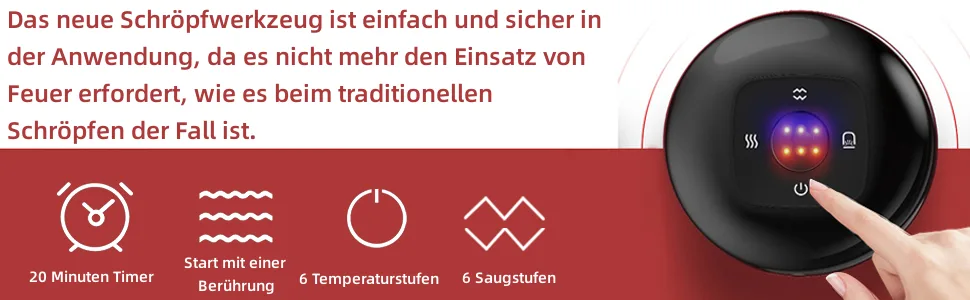 Sonew Electrical cupping massager cupping electrical GUA SHA device for pain relief portable scraping tool for home office and travel (red) - Elektrisches Schröpfmassagegerät