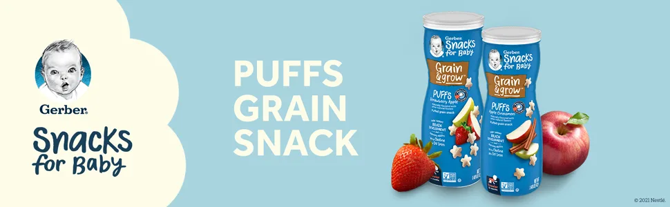 Gerber Baby Snacks Puffs Apple Cinnamon 1.48 Ounce (Pack of 6) - Puffs Grain Snack