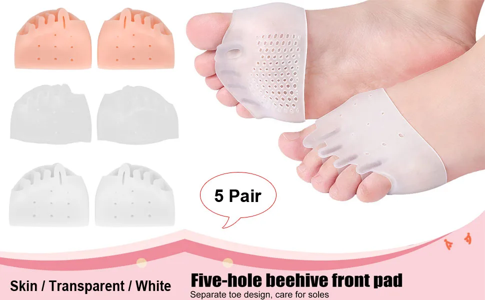 Fybida Bunion Corrector Toe Separator Bunion Corrector 5 Holes Hallux Valgus Corrector High Elasticity SEBS Foot Toe Straightener (White) - Bunion Korrektur