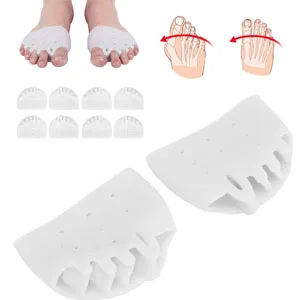 Fybida Bunion Corrector Toe Separator Bunion Corrector 5 Holes Hallux Valgus Corrector High Elasticity SEBS Foot Toe Straightener (White) - Bunion Korrektur