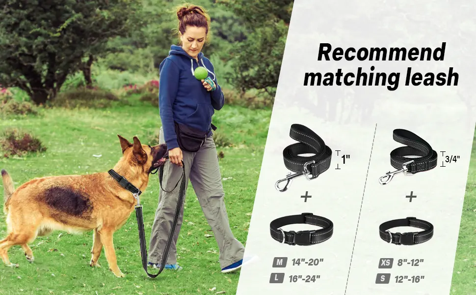 Joytale Reflective Dog Collar12 ColorsSoft Neoprene Padded Breathable Nylon Pet Collar Adjustable for Small Medium Large Extra Large Dogs5 Sizes - dog collar