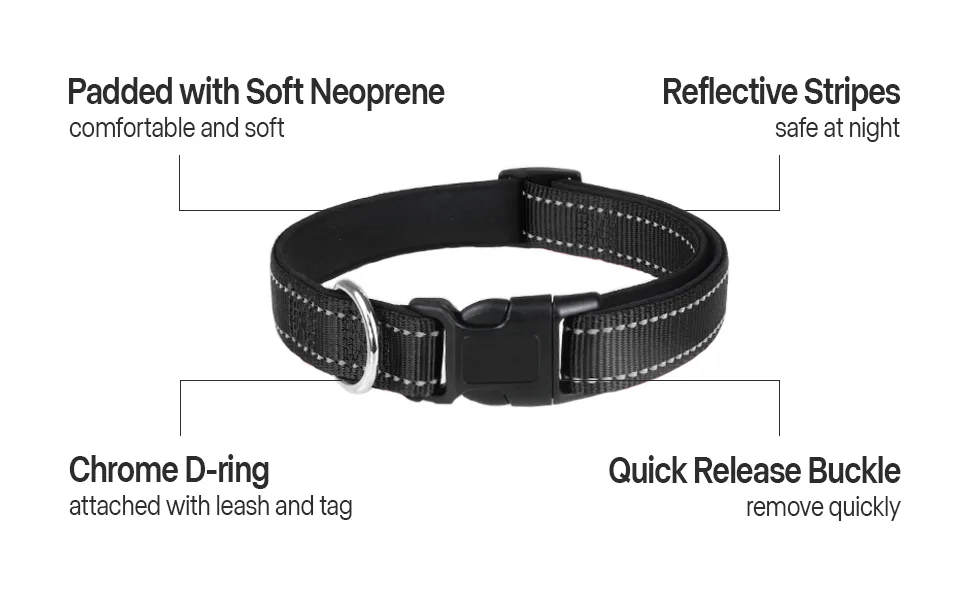 Joytale Reflective Dog Collar12 ColorsSoft Neoprene Padded Breathable Nylon Pet Collar Adjustable for Small Medium Large Extra Large Dogs5 Sizes - dog training collar