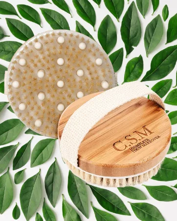 CSM Body Brush For Beautiful Skin - Solid Wood Frame & Boar Hair Exfoliating Brush To Exfoliate & Soften Skin Improve Circulation Stop Ingrown Hairs Reduce Acne and Cellulite - CSM Body Brush