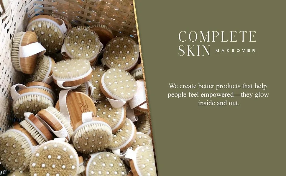 CSM Body Brush For Beautiful Skin - Solid Wood Frame & Boar Hair Exfoliating Brush To Exfoliate & Soften Skin Improve Circulation Stop Ingrown Hairs Reduce Acne and Cellulite - main image new