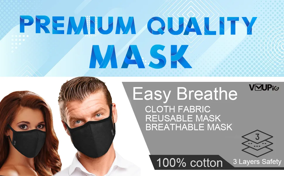 2-Pack Unisex Cloth Washable Reusable Cover-100% Cotton 3Layer men women outdoor - premium mask