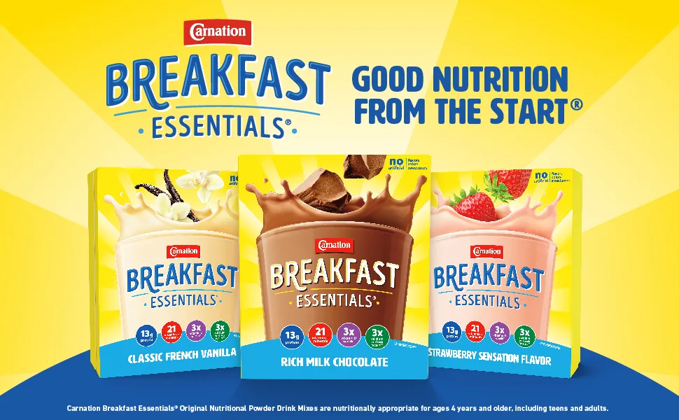 Carnation Breakfast Essentials Powder Drink Mix Rich Milk Chocolate 22 Count Box of Packets (Packaging May Vary) - Carnation Breakfast Essentials