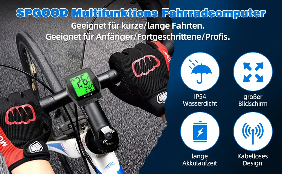 SPGOOD Bicycle Computer Wireless Tacho Bicycle Bicycle Taxo Wireless Bicycle Tachometer Bicycle Computer Kinder Bicycle Computer Wireless Radd computer Wireless Bicycle Tacho - fahrradcomputr