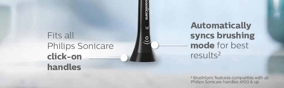Philips Sonicare Genuine W DiamondClean Toothbrush Heads 2 Brush Heads Black HX6062/95 - tooth brush head syncs to handle