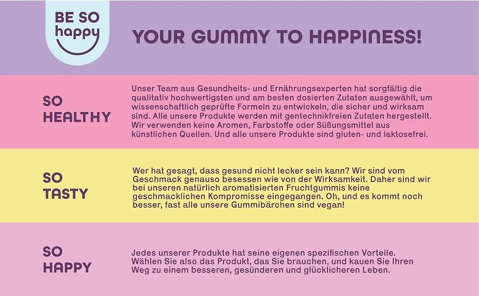 Multivitamin gummy bears complex for immune system with vitamin A B6 B12 C D and E 60 rubber vegan besohappy Magnificent Multi - be so happy