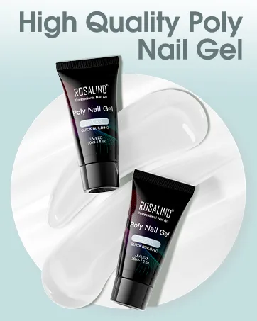 Rosalind nail extension kit 30ml nude white poly nail gel set with base top coat slip solution wrong nail nail decoration glitter manicure for nail design set2 - poly nail gel