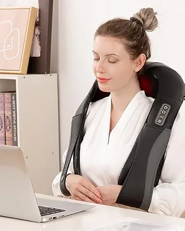 Neck massage device shoulder with heat electric back massage device with 3D rotation massage and adjustable speeds for house office - Nackenmassagegerät