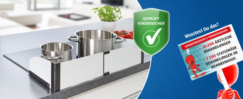 Reer stove guard Premium XL for gluing adjustable in size 57-90 cm suitable for induction and gas stoves silver Silver XL - Herdschutz