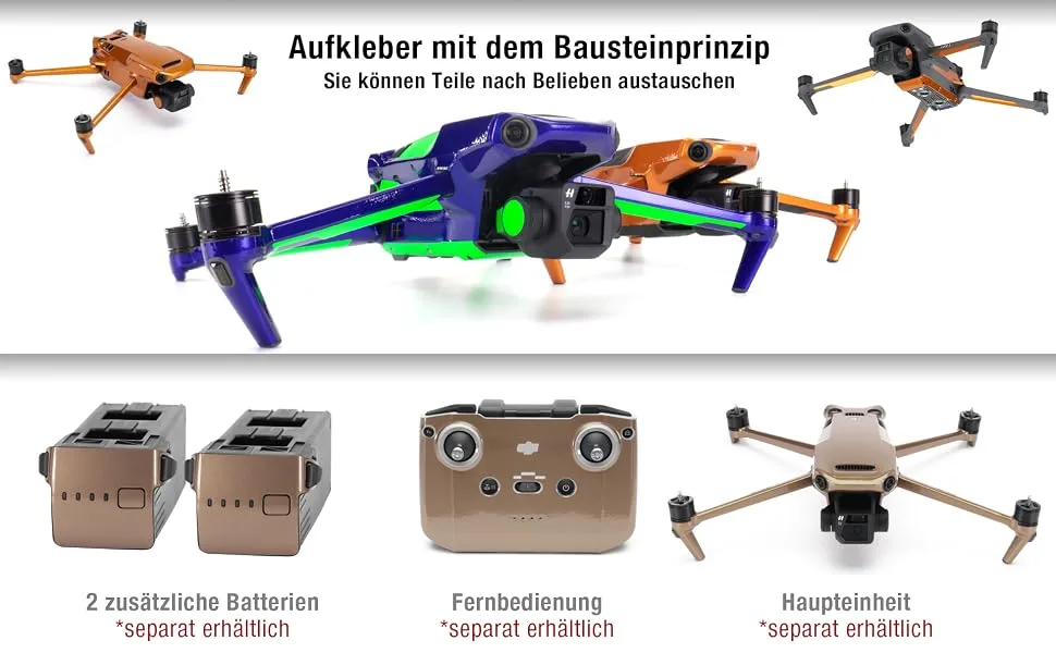 WRAPGRADE Skin Compatible with Mavic 3 / Mavic 3 Classic | Accent Color (Black Bumpy CAMO) - main unit