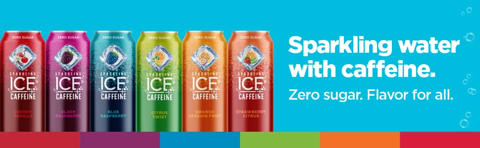Sparkling Ice +Caffeine Black Raspberry Sparkling Water with Antioxidants and Vitamins Zero Sugar 16 fl oz Cans (Pack of 12) - unspecified