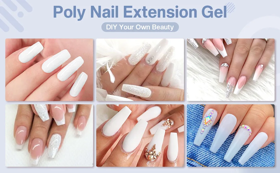 Modelones polygel white 50ml milky white poly nail gel nail extension gel quick extension builder acrylic nails for quick extension nail extension yourself make yourself cream white - product information 12
