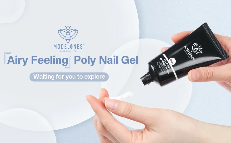 Modelones polygel white 50ml milky white poly nail gel nail extension gel quick extension builder acrylic nails for quick extension nail extension yourself make yourself cream white - product information 15