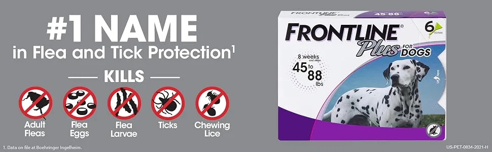 FRONTLINE Plus Flea and Tick Treatment for Dogs (Large Dog 45-88 Pounds) - flea and tick