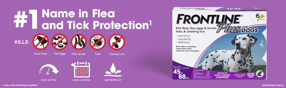 FRONTLINE Plus Flea and Tick Treatment for Dogs (Large Dog 45-88 Pounds) - Frontline Plus  flea and tick Features and benefits