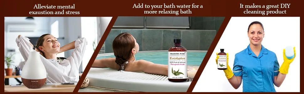 MAJESTIC PURE Eucalyptus Essential Oil - Therapeutic Grade - 4 fl oz - Majestic pure eucalyptus essential oil aromatherapy therapeutic grade organic