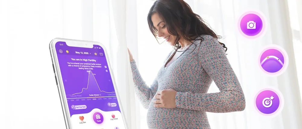 Basal thermometer fertility thermometer for cycle control and ovulation tracking with Premom app digital thermometer with blue backlight LCD display purple - schwangerschaftstest ovulationstest