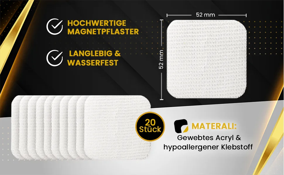 MagnetRX Magnetic Points Set Ultra Strong Magnets Large Magnetic Patches for Back Shoulders Knees Hips Neck and Body - Gewebtes Acryl & hypoallergener Klebstoff