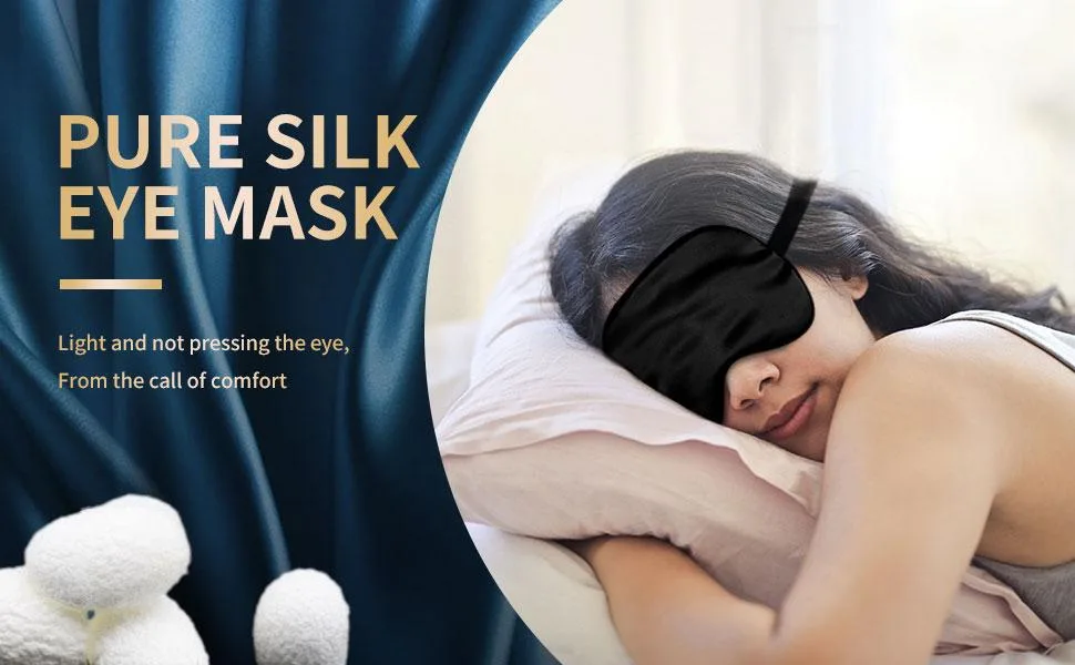 Silk sleeping masks and blindfold super -glatted eye mask for sleeping with adjustable straps suitable for trips nap night sleep (dark blue) - product information 12