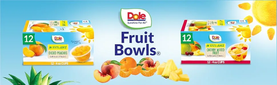 Dole Fruit Bowls Cherry Mixed Fruit in 100% Juice, Gluten Free Healthy Snack, 4 Oz, 12 Total Cups Cherry Mixed Fruit 4 Ounce (Pack of 12) - product information 1