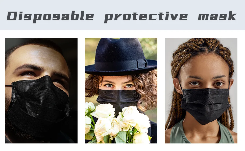 SfAVEreak Black Face Mask 50Pcs - black face mask