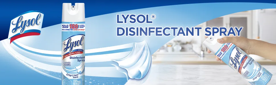 Lysol Disinfectant Spray Sanitizing and Antibacterial Spray For Disinfecting and Deodorizing Crisp Linen 2 Count 19 fl oz each - Lysol Disinfectant Spray
