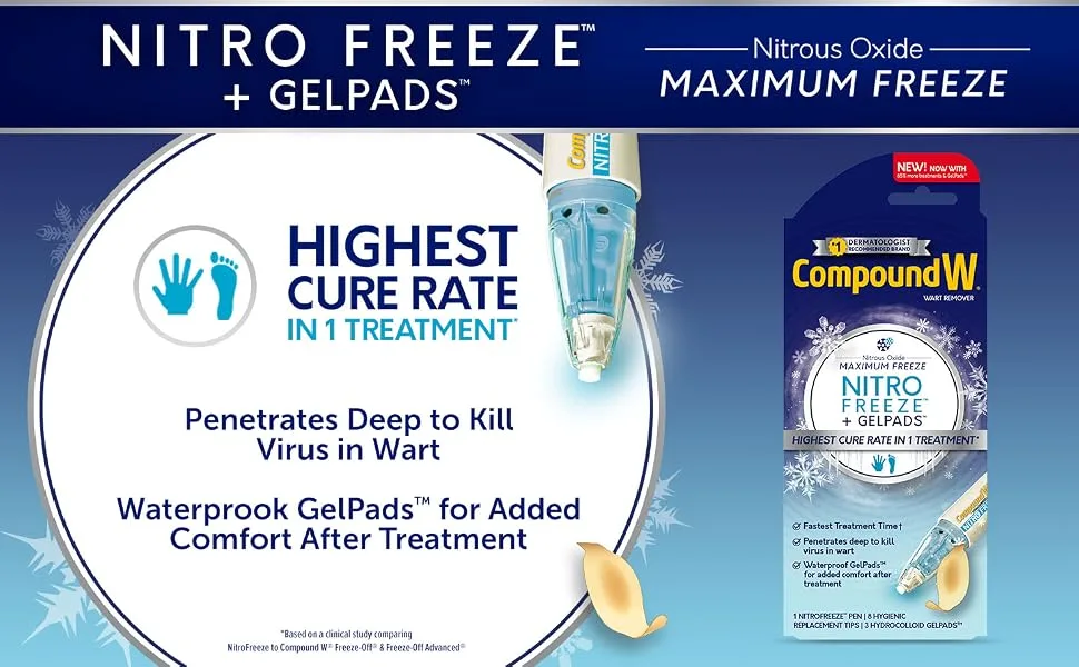 Compound W Maximum Strength One Step Invisible Wart Remover Strips 14 CT 2 Pack - NitroFreeze penetrates deep to kill virus in wart
