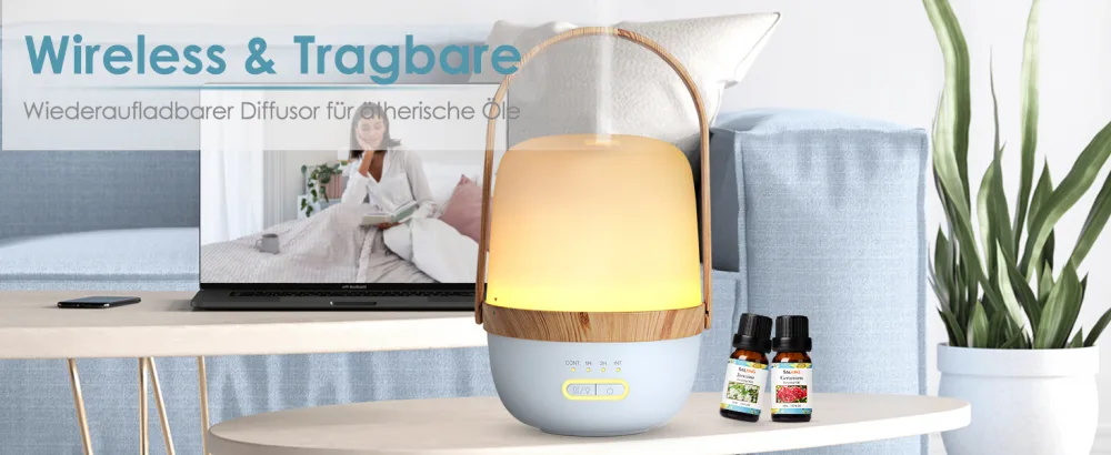 Salking aroma diffuser wireless rechargeable diffuser for essential oils portable aromatherapy diffuser with adjustable fog mode automatically power-off fragrance lamp for home office yoga blue - product information 19