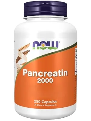 Now Foods Pancreatin 2000 200 mg 250 capsules laboratory tested enzyme blend gluten-free soy-free non-GMO - pancreatin