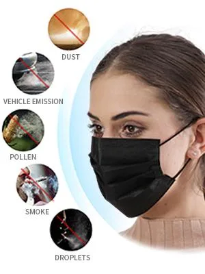 Disposable Face Masks Black Breathable Mask Mouth Cover with Elastic Ear Loop for Adult Men & Women (50pcs) - product information 3