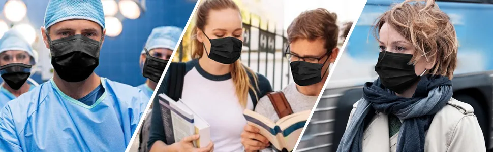 Disposable Face Masks Black Breathable Mask Mouth Cover with Elastic Ear Loop for Adult Men & Women (50pcs) - product information 6