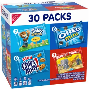 Nabisco Team Favorites Variety Pack OREO Mini CHIPS AHOY! Mini Teddy Grahams Honey & Barnum's Animal Crackers 30 Snack Packs - unspecified