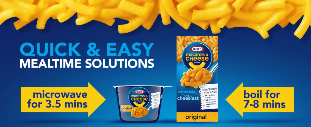 Kraft Deluxe White Cheddar Macaroni & Cheese Easy Microwavable Dinner (4 ct Pack 2.39 oz Cups) - Quick and easy mealtime solutions.