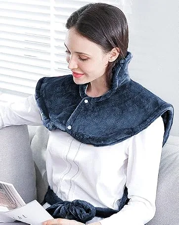 Heating pillows with automatic switch -off electrical heat pillow 30 x 60cm for back shoulder neck and temperature adjustment in 6 fast heating technology overheating protection blue - Heizkissen
