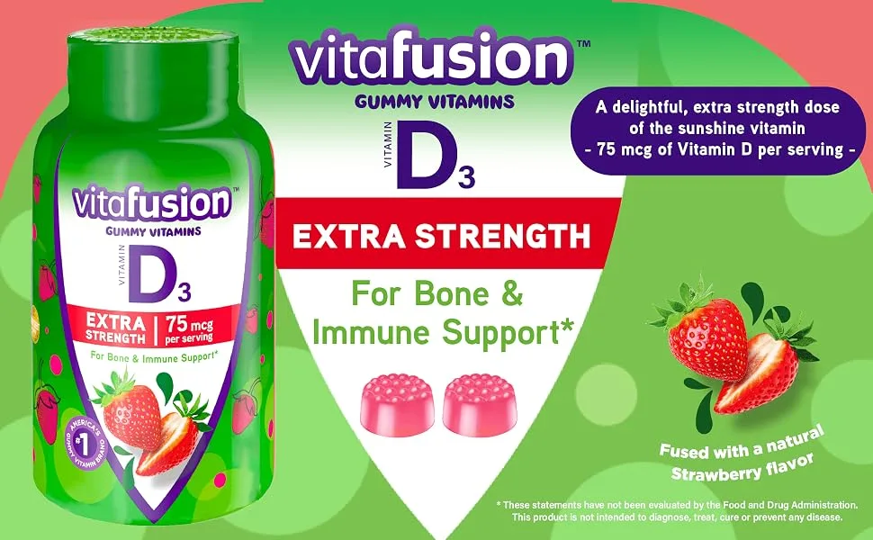 Vitafusion Extra Strength Vitamin D3 Gummy Vitamins 120 ct - vitafusion extra strength vitamin d3 gummy vitamins 75 mcg vitamin d per serving