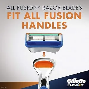 Gillette Fusion5 Mens Razor Blade Refills 12 Count Lubrastrip for a More Comfortable Shave - Any Cart Any Handle