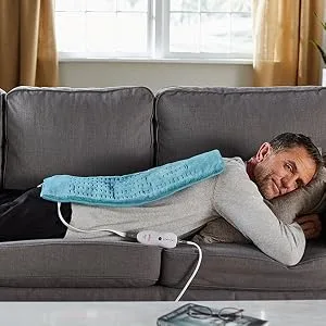 Sunbeam Heating Pad for Pain Relief XL King Size SoftTouch 4 Heat Settings with AutoOff 12Inch x 24Inch Teal - King Sized