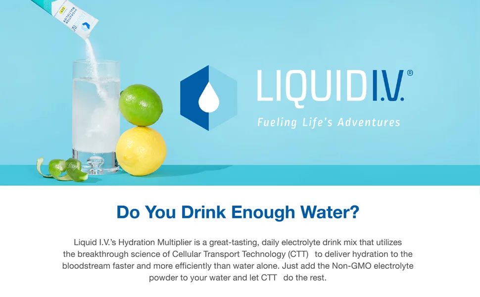 Liquid I.V. Hydration Multiplier - Lemon Lime - Hydration Powder Packets  Electrolyte Drink Mix  Easy Open Single-Serving Stick  Non-GMO - Liquid I.V. Hydration Multiplier - Hydration Powder Packets | Electrolyte Drink Mix