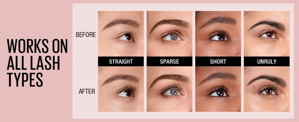 Maybelline Lash Sensational Boosting Eyelash Serum Makeup 0.18 Ounce - works on all lash types - before and after image