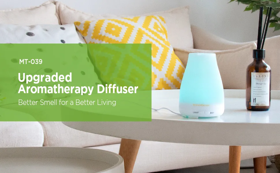 InnoGear Essential Oil Diffuser Upgraded Diffusers for Essential Oils Aromatherapy Diffuser Cool Mist Humidifier with 7 Colors Lights 2 Mist Mode Waterless Auto Off for Home Office Room Basic White - diffuser