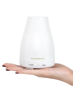 InnoGear Essential Oil Diffuser Upgraded Diffusers for Essential Oils Aromatherapy Diffuser Cool Mist Humidifier with 7 Colors Lights 2 Mist Mode Waterless Auto Off for Home Office Room Basic White - diffuser